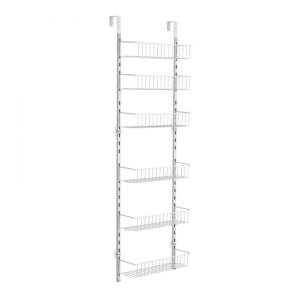 VEVOR Over the Door Pantry Organizer, 6-Tier Pantry Organization and Storage, Heavy-Duty Steel Hanging Spice Rack, Adjustable Wall Seasoning Shelves, for Home Kitchen Laundry Room Bathroom, White
