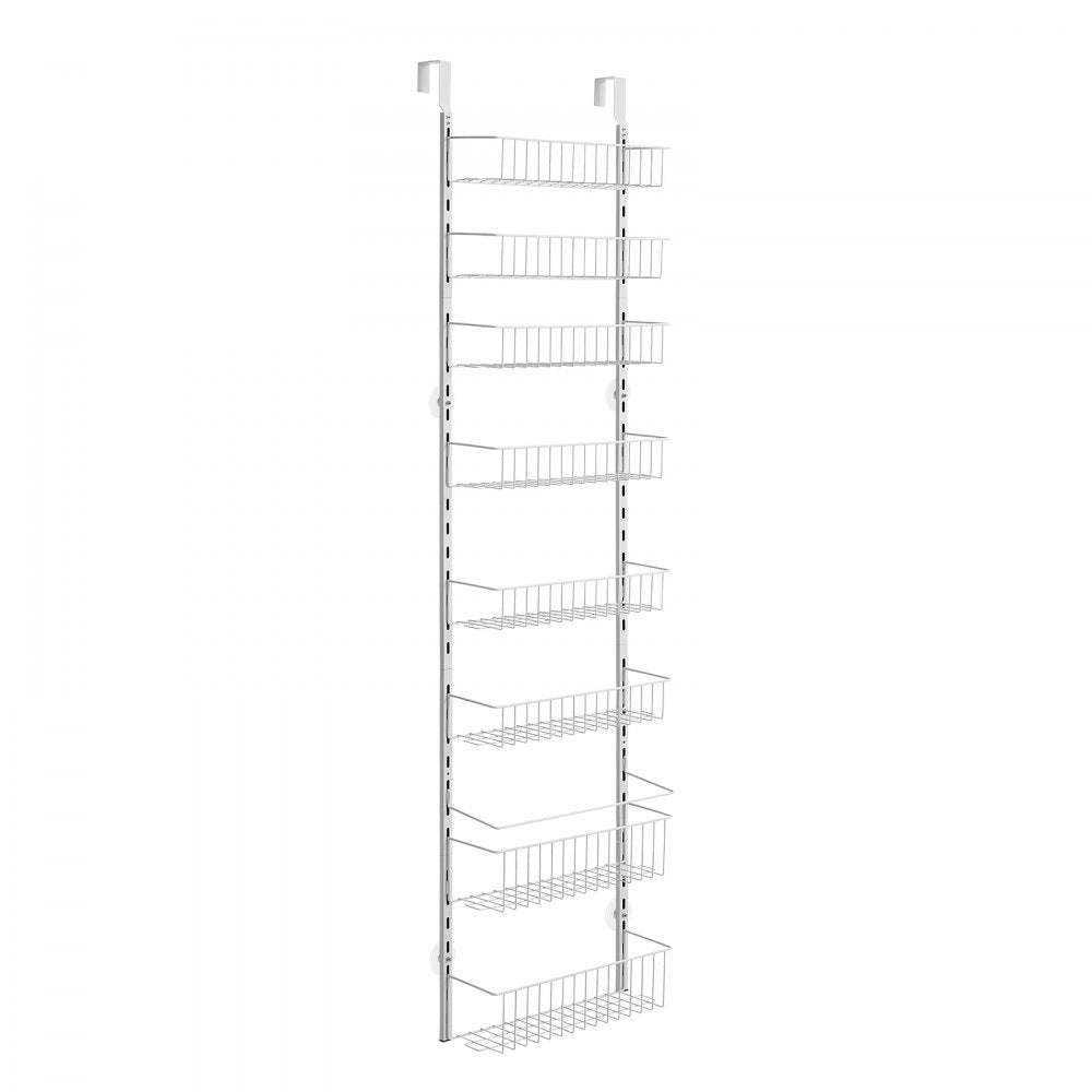 VEVOR Over the Door Pantry Organizer, 8-Tier Pantry Organization and Storage, Heavy-Duty Steel Hanging Spice Rack, Adjustable Wall Seasoning Shelves, for Home Kitchen Laundry Room Bathroom, White