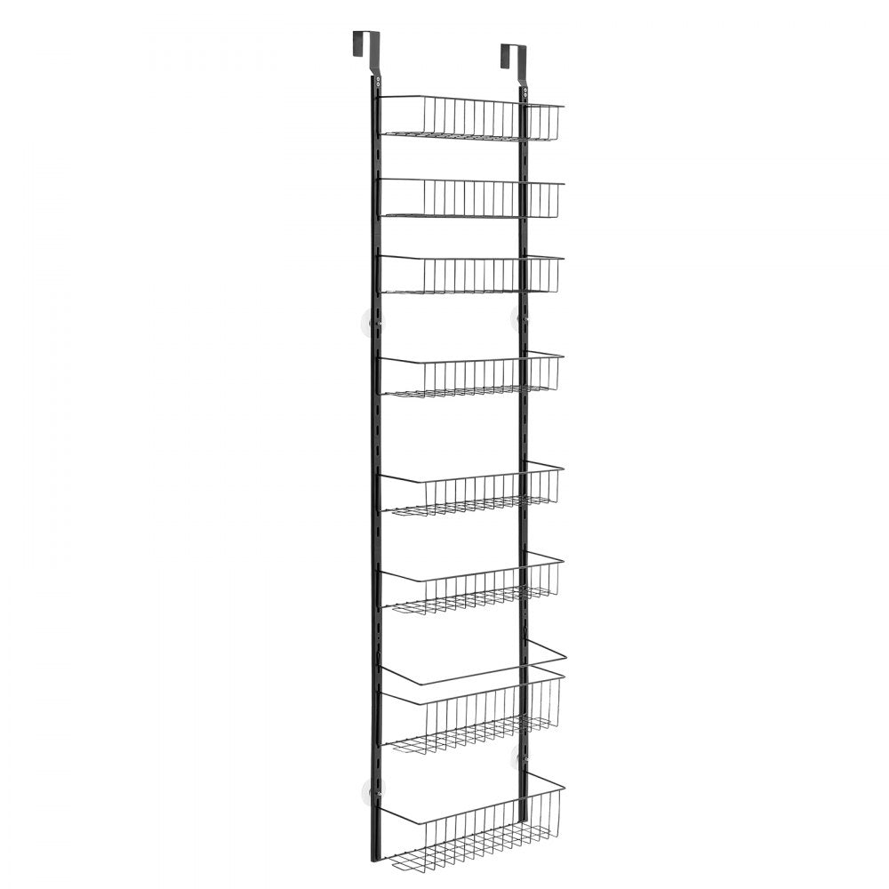 VEVOR Over the Door Pantry Organizer, 8-Tier Pantry Organization and Storage, Heavy-Duty Steel Hanging Spice Rack, Adjustable Wall Seasoning Shelves, for Home Kitchen Laundry Room Bathroom, Black