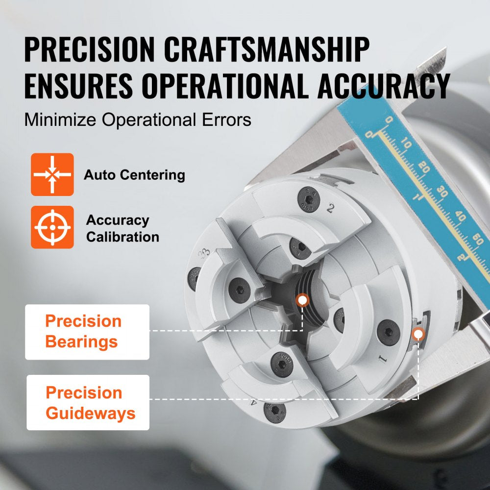 VEVOR KP2-3/4 Lathe Chuck, 4-Jaw 2.75" Diameter, Metal Lathe Chuck Turning Machine Accessories, Self-centering Tool, for Lathe, Precision Machining, Grinding Machines, Milling Machines