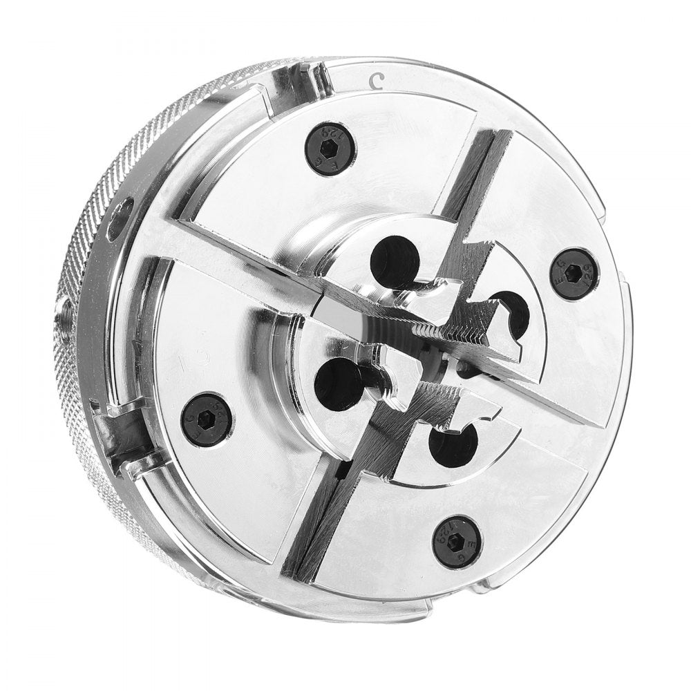 VEVOR 4 Inch Wood Lathe Chuck, 4-Jaw, Self-Centering Wood Turning Chuck Set with 1" x 8TPI Thread & Adapter, 4 PCS Round/Step/Pin Jaws, Case, Nickel-Plated, High-Hardness Steel, for Woodworking Lathe