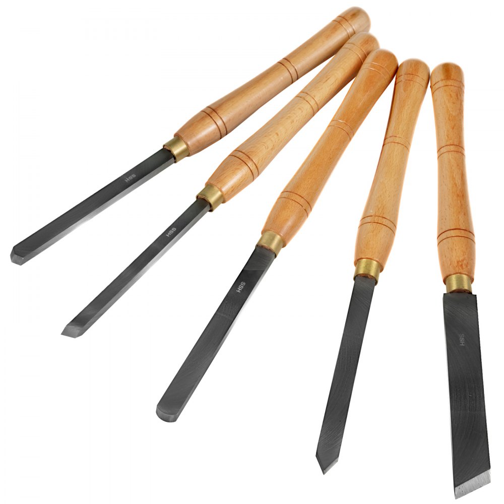VEVOR 8 Piece Wood Lathe Chisel Set, HSS Steel Wood Carving & Cutting Tools for Hardwood, Includes Bonus Chisel & Wooden Storage Case
