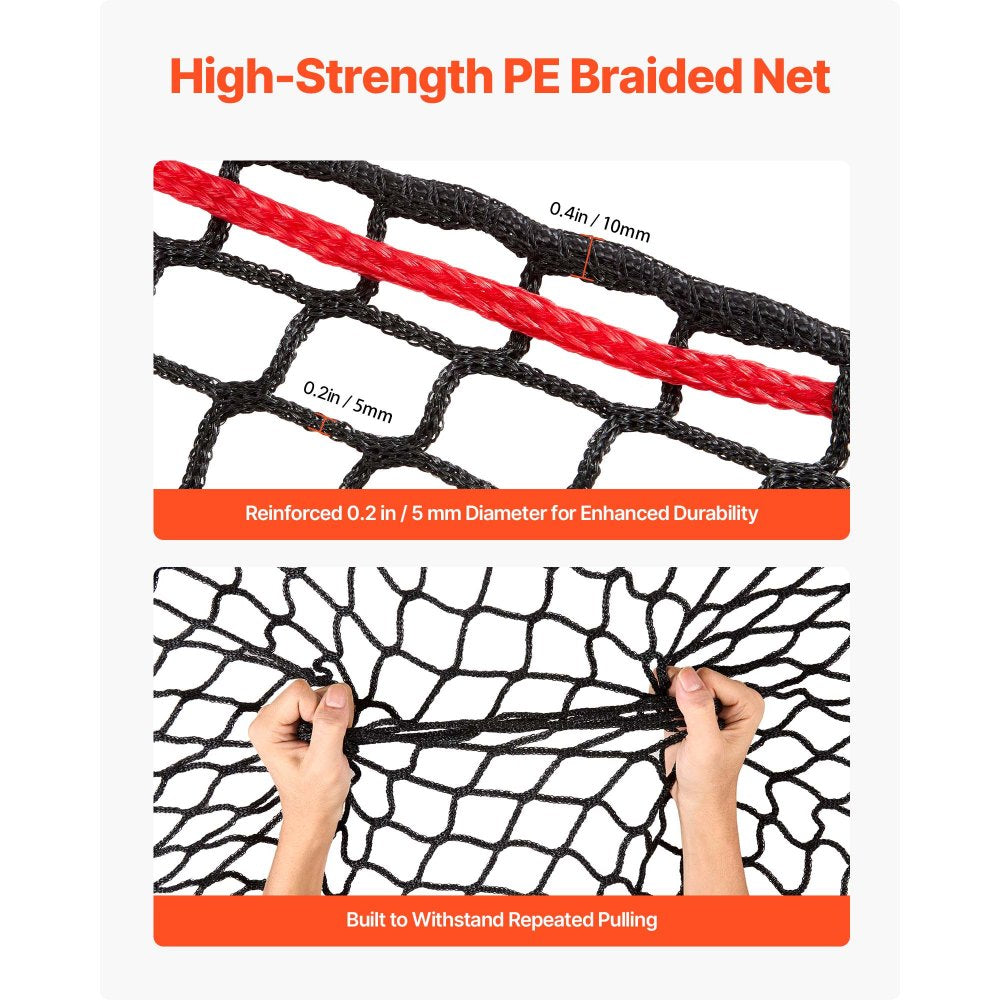 VEVOR Round Bale Hay Net, 4.92 x 4.92 x 4.92 ft, 1.65 inch Holes, PE Material, Knotless Design, with Self-Locking Zip Ties, Needle Shuttle, and Repair Twine, Slow Feeder Round Bale Net for Horses
