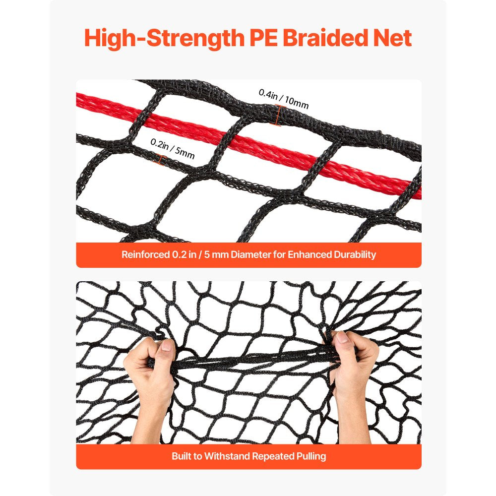 VEVOR Round Bale Hay Net, 5.91 x 5.91 x 5.91 ft, 1.65 inch Holes, PE Material, Knotless Design, with Zip Ties, Needle Shuttle, Repair Twine and Storage Bag, Slow Feeder Round Bale Net for Horses