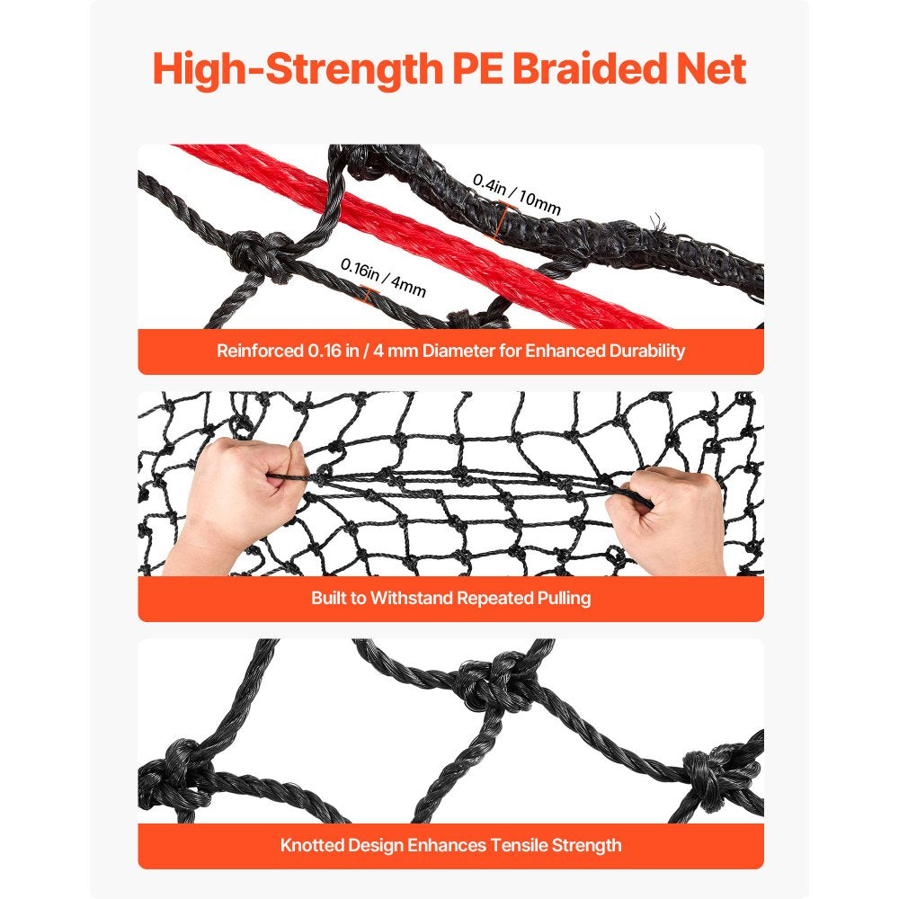 VEVOR Round Bale Hay Net, 4.92 x 4.92 x 4.92 ft, 1.75 inch Holes, PE Material, Reinforced Knotted Design, with Zip Ties, Needle Shuttle, and Repair Twine, Slow Feeder Round Bale Net for Horses