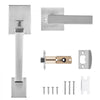 VEVOR Front Door Handle, Square Entry Handle Set with Lever, No Lock, Adjustable Hole Space, Zinc Alloy Die-Casting, Reversible for Right and Left Handed Entrance and Front Doors, Satin Nickel