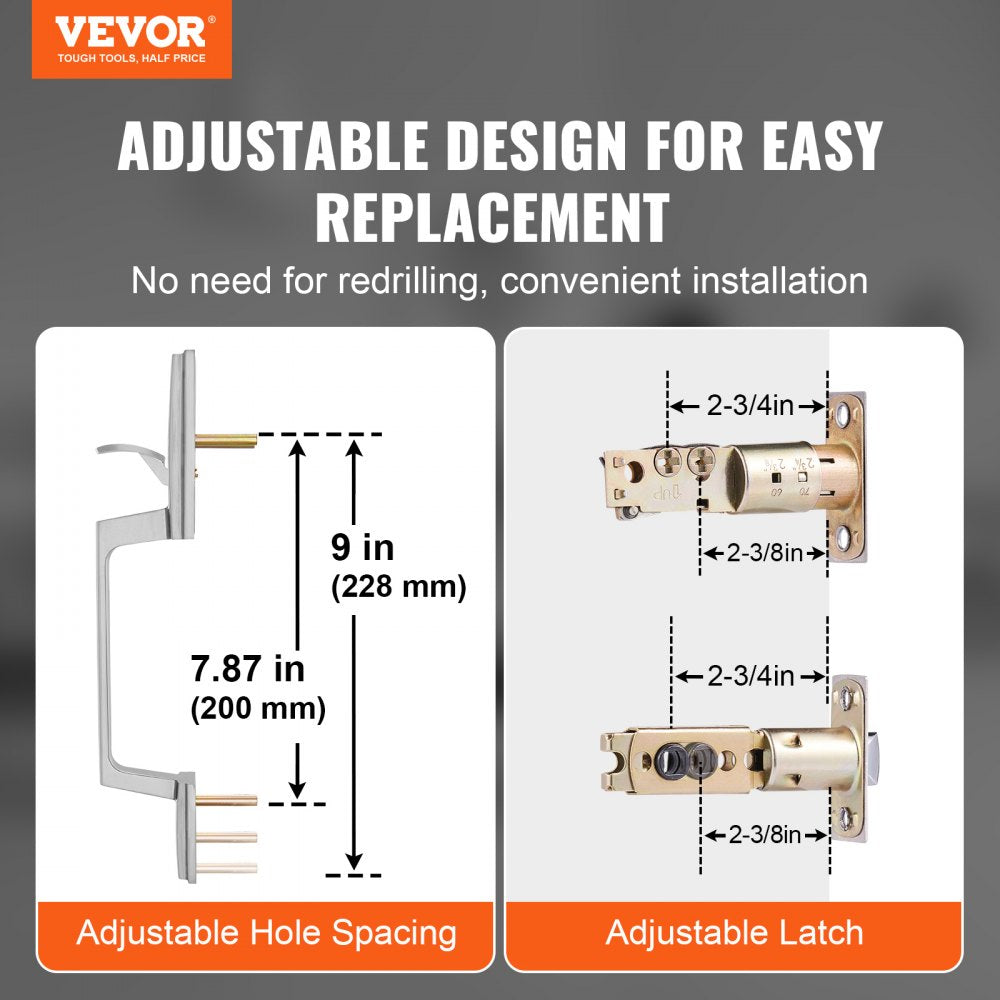 VEVOR Front Door Handle and Deadbolt Set, Square Entry Handle Set with Lever, Single Cylinder, Adjustable Hole Space, Reversible for Right and Left Handed Entrance and Front Doors, Satin Nickel