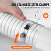 VEVOR Dust Collection Hose, 2.5'' x 10', Thickened PVC Material Puncture-Resistant Flexible Clear Hose with Carbon Steel Wire Coil 4 x 304 Stainless Clamps, for Table Saw, Band Saw, Planer, Jointer