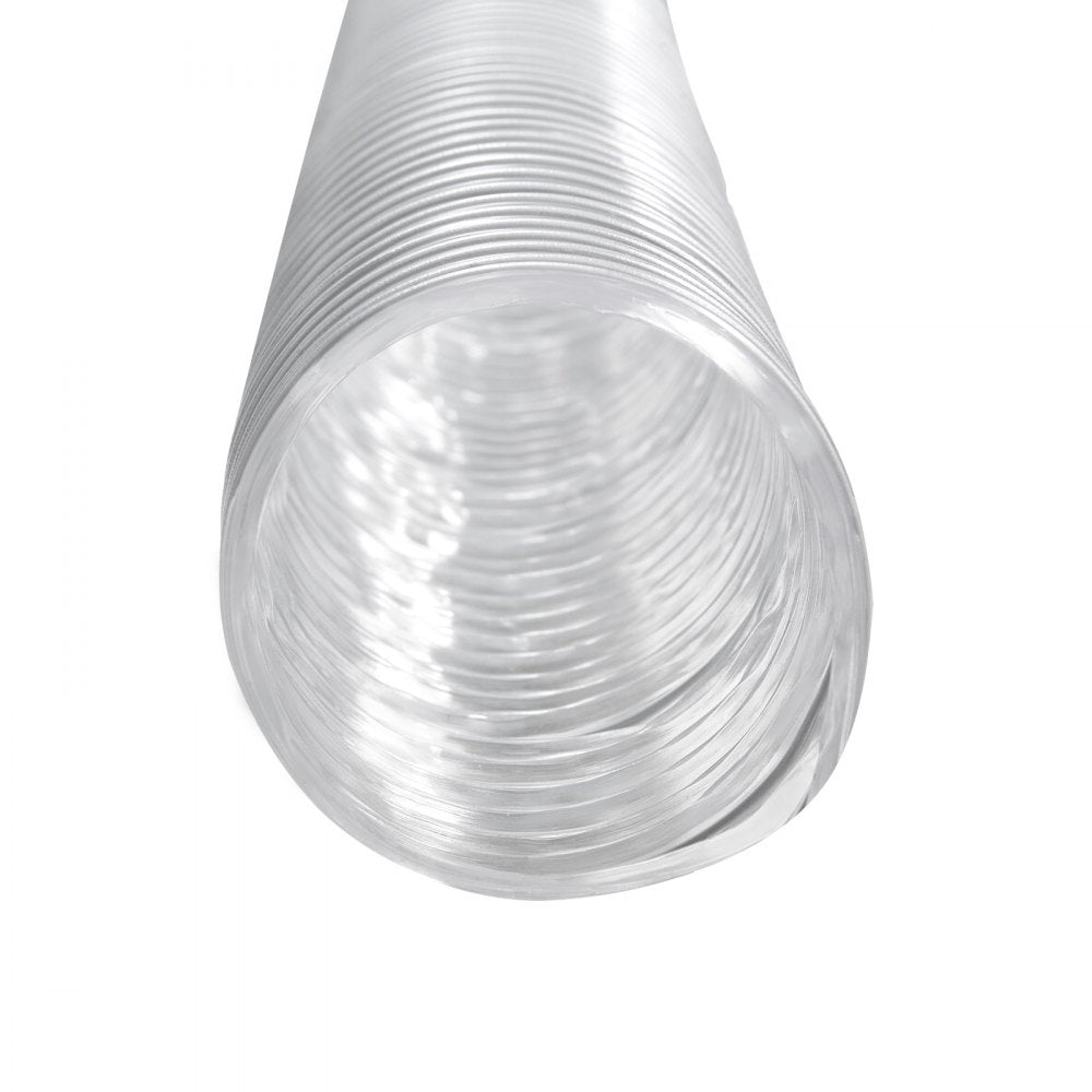 VEVOR Dust Collection Hose, 2.5'' x 20', Thickened PVC Material Puncture-Resistant Flexible Clear Hose with Carbon Steel Wire Coil 4 x 304 Stainless Clamps, for Table Saw, Band Saw, Planer, Jointer