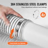 VEVOR Dust Collection Hose, 4'' x 20', Thickened PVC Material Puncture-Resistant Flexible Clear Hose with Carbon Steel Wire Coil 4 x 304 Stainless Clamps, for Table Saw, Band Saw, Planer, Jointer