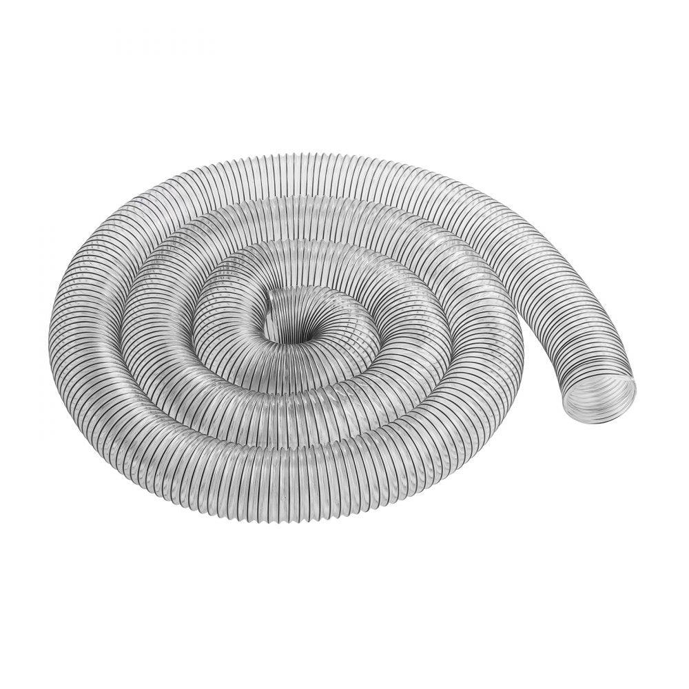VEVOR Dust Collection Hose, 4'' x 20', Thickened PVC Material Puncture-Resistant Flexible Clear Hose with Carbon Steel Wire Coil 4 x 304 Stainless Clamps, for Table Saw, Band Saw, Planer, Jointer