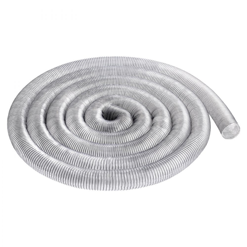 VEVOR Dust Collection Hose, 4'' x 50', Thickened PVC Material Puncture-Resistant Flexible Clear Hose with Carbon Steel Wire Coil 4 x 304 Stainless Clamps, for Table Saw, Band Saw, Planer, Jointer