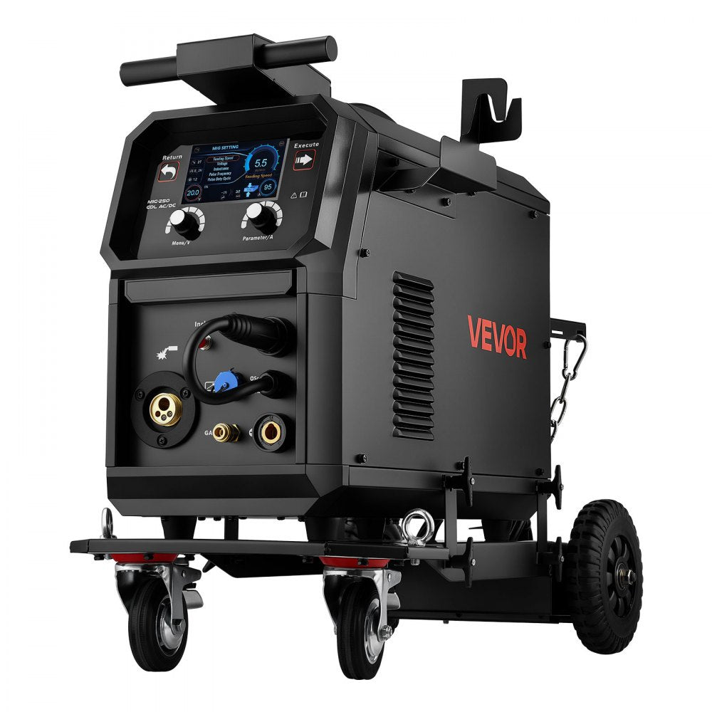 VEVOR 200A Pro MIG Welder 9-in-1 All-in-One Welding Cart Workstation, Gas MIG, Gasless Flux Core, AC/DC Tig, AC/DC Pluse Tig, Stick, Aluminum Welding with Spool Gun Compatible, Foot Pedal Control