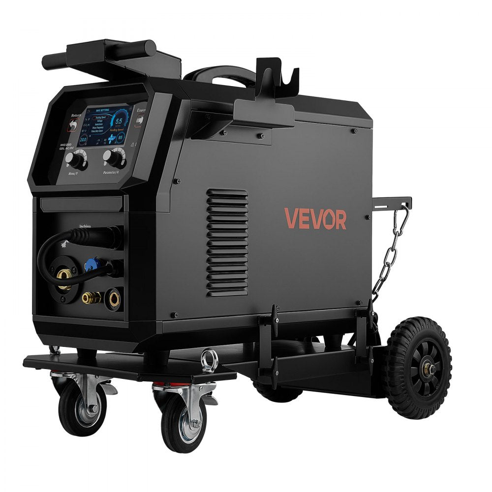 VEVOR 200A Pro MIG Welder 9-in-1 All-in-One Welding Cart Workstation, Gas MIG, Gasless Flux Core, AC/DC Tig, AC/DC Pluse Tig, Stick, Aluminum Welding with Spool Gun Compatible, Foot Pedal Control