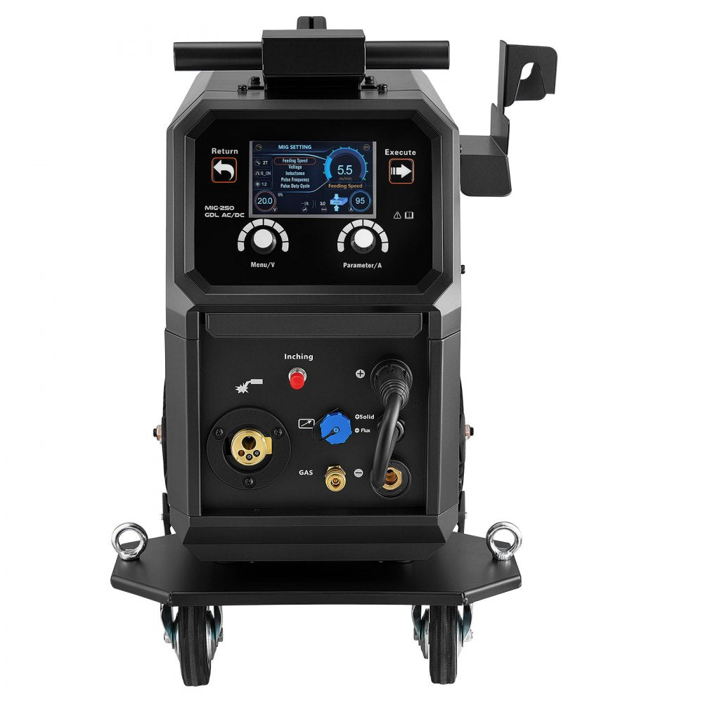 VEVOR 200A Pro MIG Welder 9-in-1 All-in-One Welding Cart Workstation, Gas MIG, Gasless Flux Core, AC/DC Tig, AC/DC Pluse Tig, Stick, Aluminum Welding with Spool Gun Compatible, Foot Pedal Control