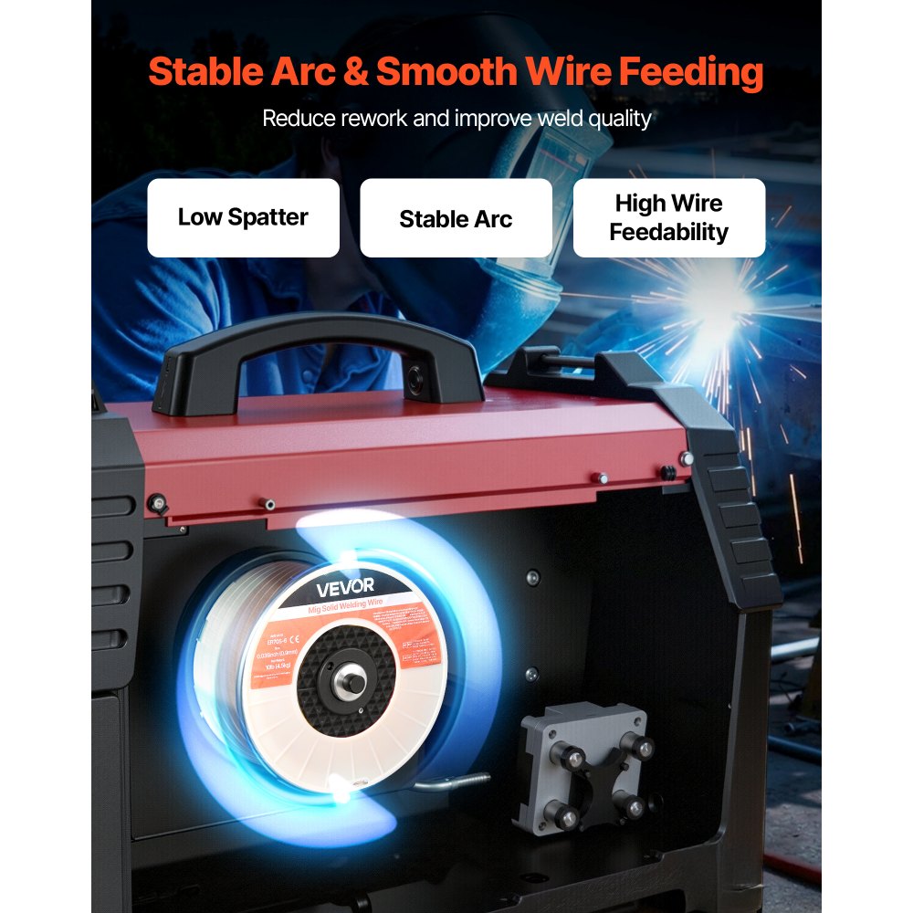 VEVOR Solid MIG Welding Wire, ER70S-6 0.035-inch 10 LBS, Low Spatter Mild Steel Welding Wire with High Deoxidizers for All-Position Gas Shielded Welding