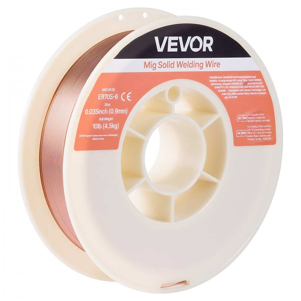 VEVOR Solid MIG Welding Wire, ER70S-6 0.035-inch 10 LBS, Low Spatter Mild Steel Welding Wire with High Deoxidizers for All-Position Gas Shielded Welding