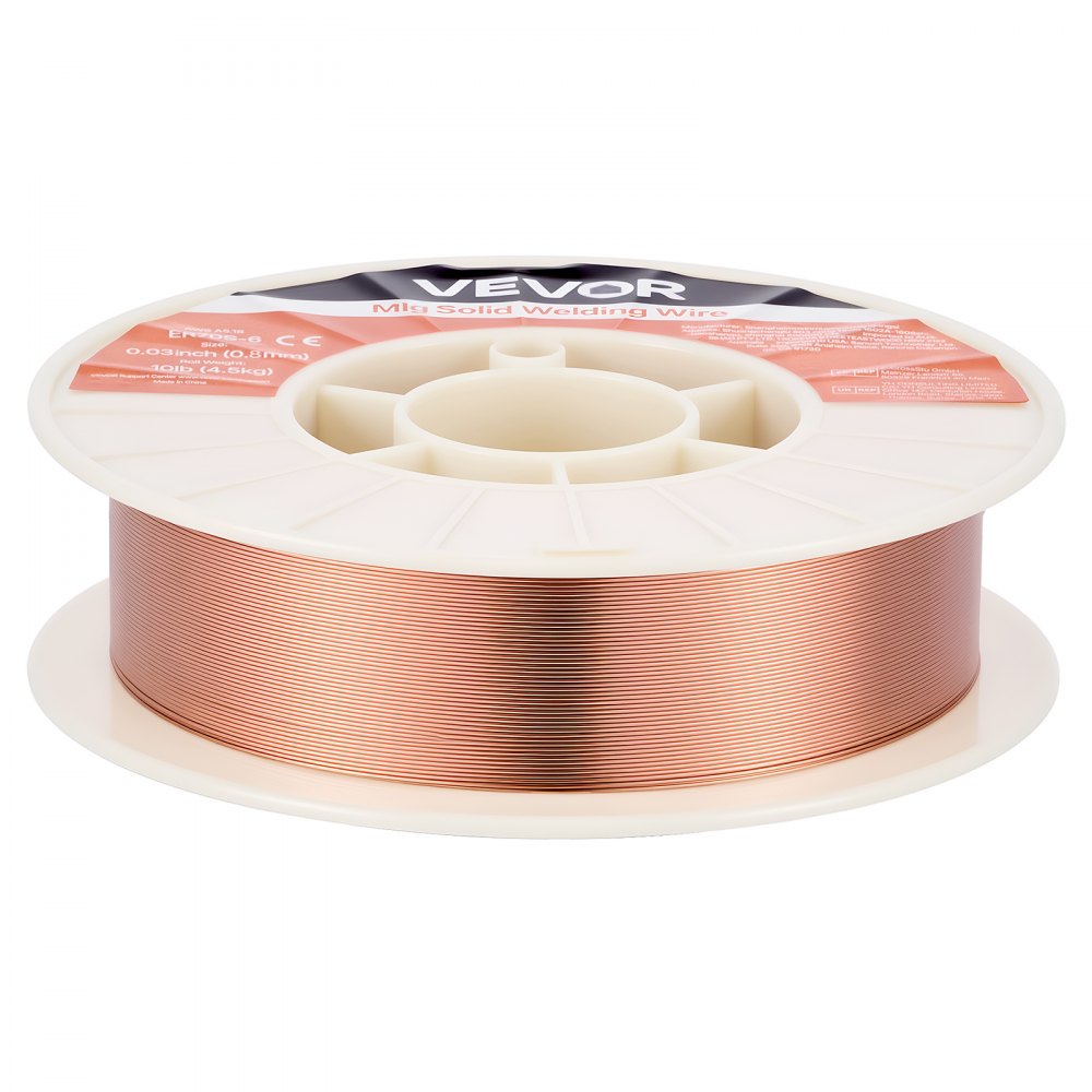 VEVOR Solid MIG Welding Wire, ER70S-6 0.03-inch 10 LBS, Low Spatter Mild Steel Welding Wire with High Deoxidizers for All-Position Gas Shielded Welding