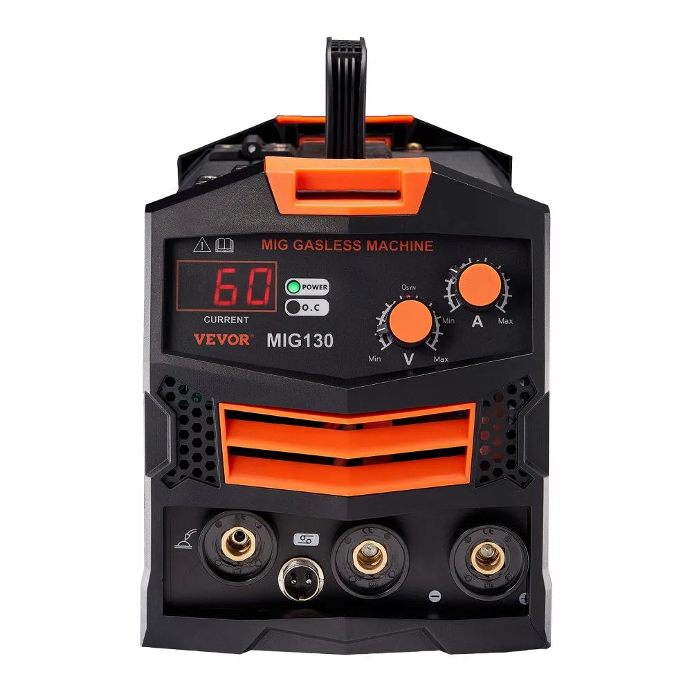 VEVOR MIG Welder, 130Amp Synergic Mig Welding Machine, 110V Gasless Flux Core Welder Machine, Portable Mig Welder with IGBT Inverter Technology and Digital Display Screen