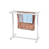 VEVOR Towel Rack, 5 Bars Outdoor PVC Towel Holder, Floor Standing Pool Towel Hanger Stand with Clips, Bag & Hook, Outdoor Indoor Quilt Drying Rack Organizer, Ideal for Poolside, Bathroom, Spa, White