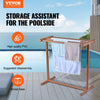 VEVOR Towel Rack, 5 Bars Outdoor PVC Towel Holder, Floor Standing Pool Towel Hanger Stand with Clips, Bag & Hook, Outdoor Indoor Quilt Drying Rack Organizer, Ideal for Poolside, Bathroom, Spa, Brown