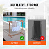 VEVOR Towel Rack, 5 Bars Outdoor PVC Towel Holder, Floor Standing Pool Towel Hanger Stand with Clips, Bag & Hook, Outdoor Indoor Quilt Drying Rack Organizer, Ideal for Poolside, Bathroom, Spa, Brown