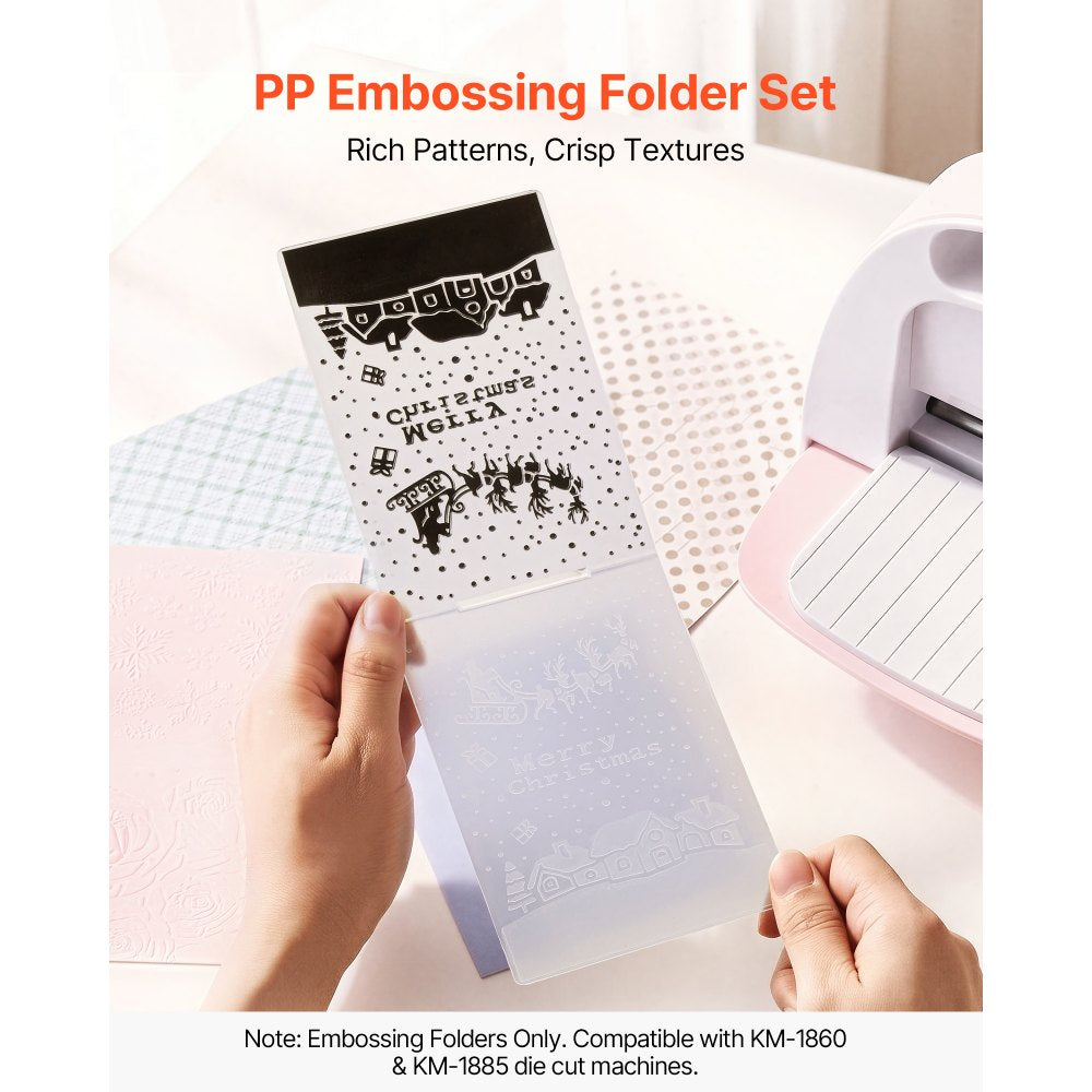 VEVOR Embossing Folders, 15 Pieces, 4.13 x 5.83 in, Background Embossed Plates for VEVOR Die Cutting and Embossing Machine, PP Plastic Embossed Stencil Template for Scrapbooking and Card Making