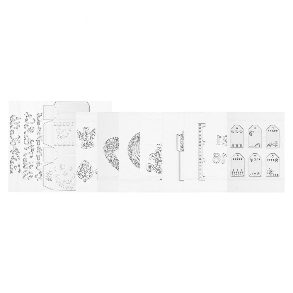 VEVOR Cutting Dies, 10 Pieces Metal Die Cuts, Compatible with VEVOR Die Cutting and Embossing Machine, Letters, Numbers, Tree Patterns, Cut Dies for Scrapbooking, Card Making, DIY Paper Crafting
