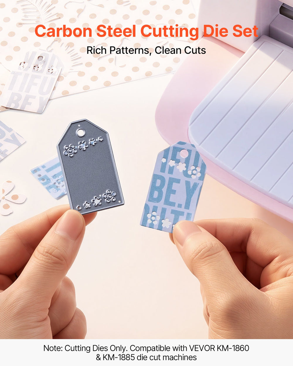 VEVOR Cutting Dies, 10 Pieces Metal Die Cuts, Compatible with VEVOR Die Cutting and Embossing Machine, Letters, Numbers, Tree Patterns, Cut Dies for Scrapbooking, Card Making, DIY Paper Crafting