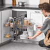 VEVOR Min 15"W Opening Blind Corner Pull Out Organizer, 2 Tier 4 Shelf Kitchen Cabinet Organizer, Chrome Carbon Steel Storage Basket, Slide Out Storage Organizer, Left & Right Open Compatible