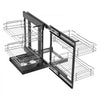 VEVOR Min 15"W Opening Blind Corner Pull Out Organizer, 2 Tier 4 Shelf Kitchen Cabinet Organizer, Chrome Carbon Steel Storage Basket, Slide Out Storage Organizer, Left & Right Open Compatible