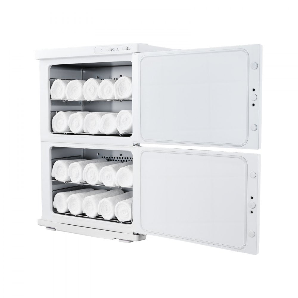 VEVOR Hot Towel Warmer, 10 gal Large Capacity 2-Tier Towel Warmer Cabinet with Clip & 4 Stainless Steel Racks, Holds up 48 Towels, All-Round Heating Cabinet for Spa, Barber, Manicures, Massage, Salon