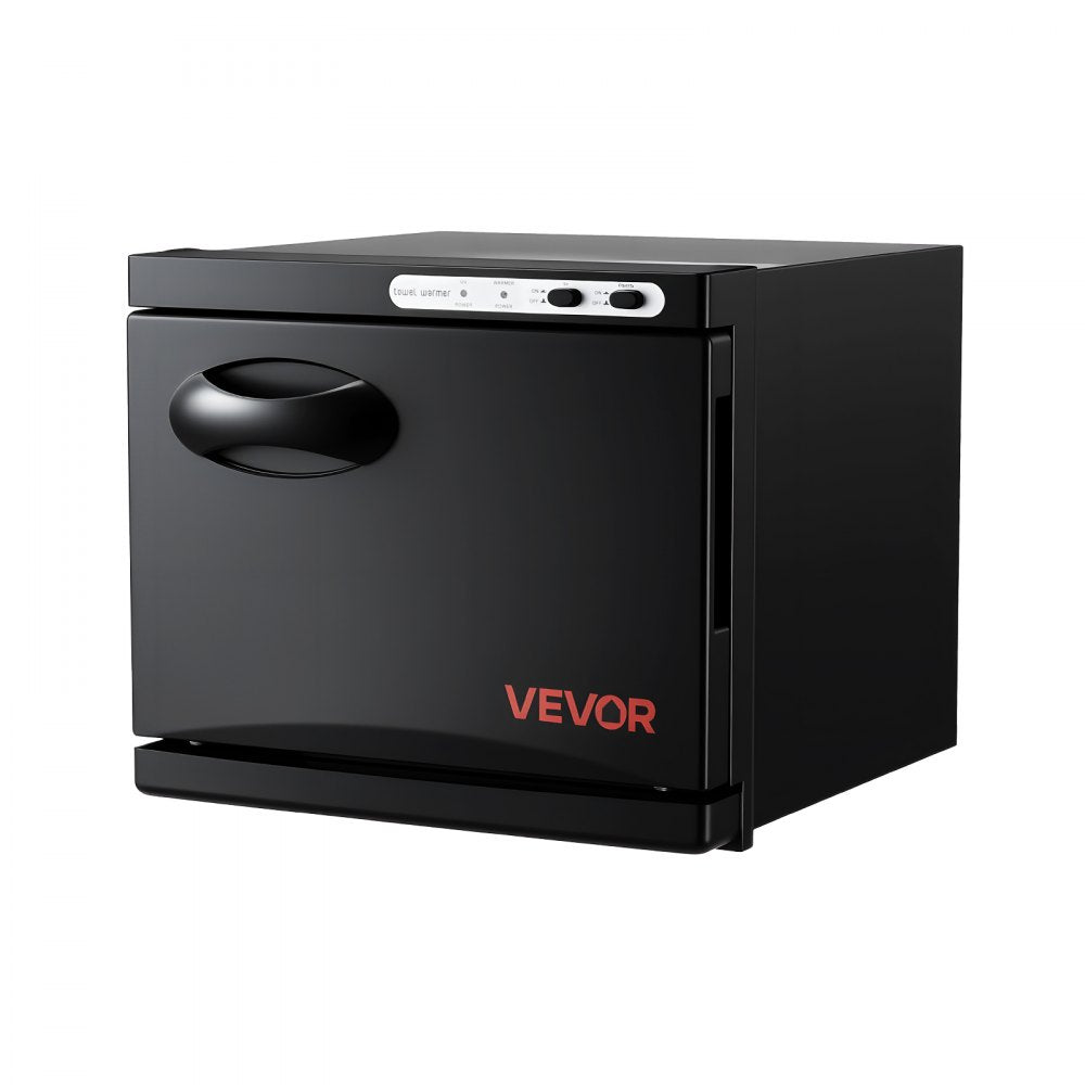 VEVOR Hot Towel Warmer, 1.76 gal Small Towel Warmer Cabinet with Clip & Stainless Steel Rack, Holds up 12 Towels, Portable All-Round Heating Cabinet for Spa, Barber, Manicures, Massage, Salon, Black