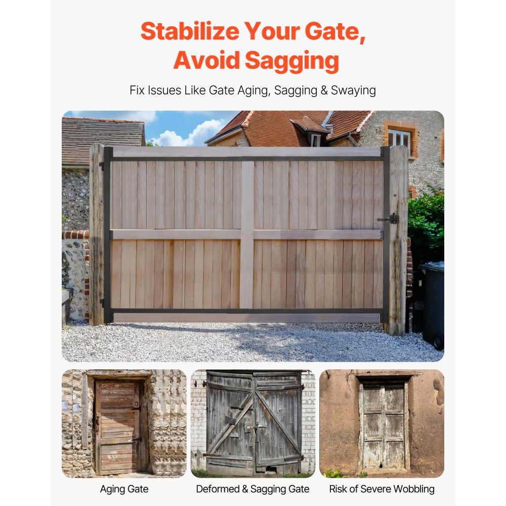 VEVOR Gate Building Kit, Fits 36 to 60 in Wide Openings, Up from 6 to 7 ft High Fence, Adjustable Gate Building Kit, Anti Sag Full Gate Frame Kit with Latch Lock and Screws, for Wooden Fence, Iron