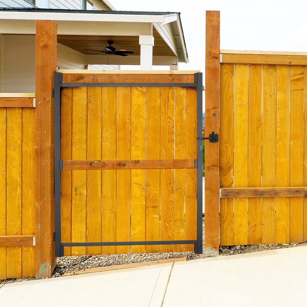 VEVOR Gate Building Kit, Fits 36 to 60 in Wide Openings, Up from 6 to 7 ft High Fence, Adjustable Gate Building Kit, Anti Sag Full Gate Frame Kit with Latch Lock and Screws, for Wooden Fence, Iron