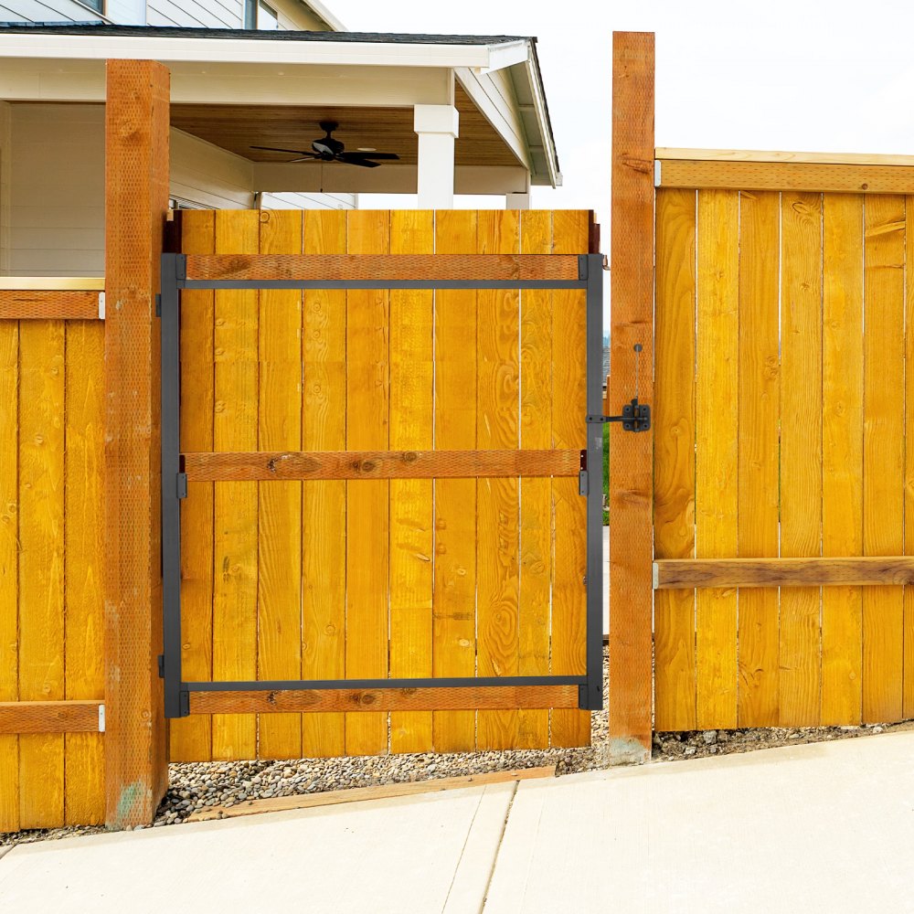 VEVOR Gate Building Kit, Fits 40 to 72 in Wide Openings, Up from 4 to 5 ft High Fence, Adjustable Gate Building Kit, Anti Sag Full Gate Frame Kit with Latch Lock and Screws, for Wooden Fence, Iron
