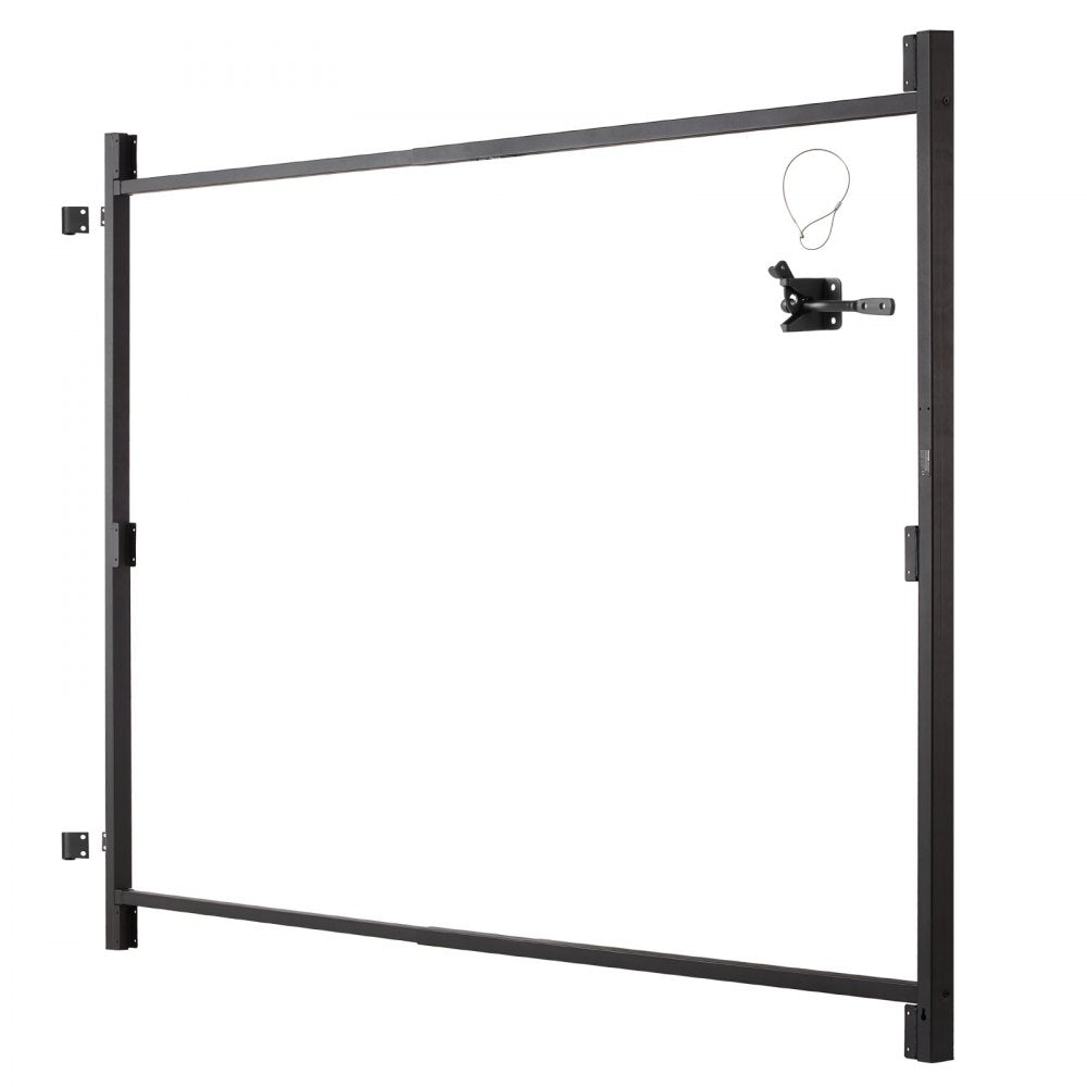 VEVOR Gate Building Kit, Fits 60 to 96 in Wide Openings, Up from 6 to 7 ft High Fence, Adjustable Gate Building Kit, Anti Sag Full Gate Frame Kit with Latch Lock, Screw, for Wooden Fence, Iron, Black