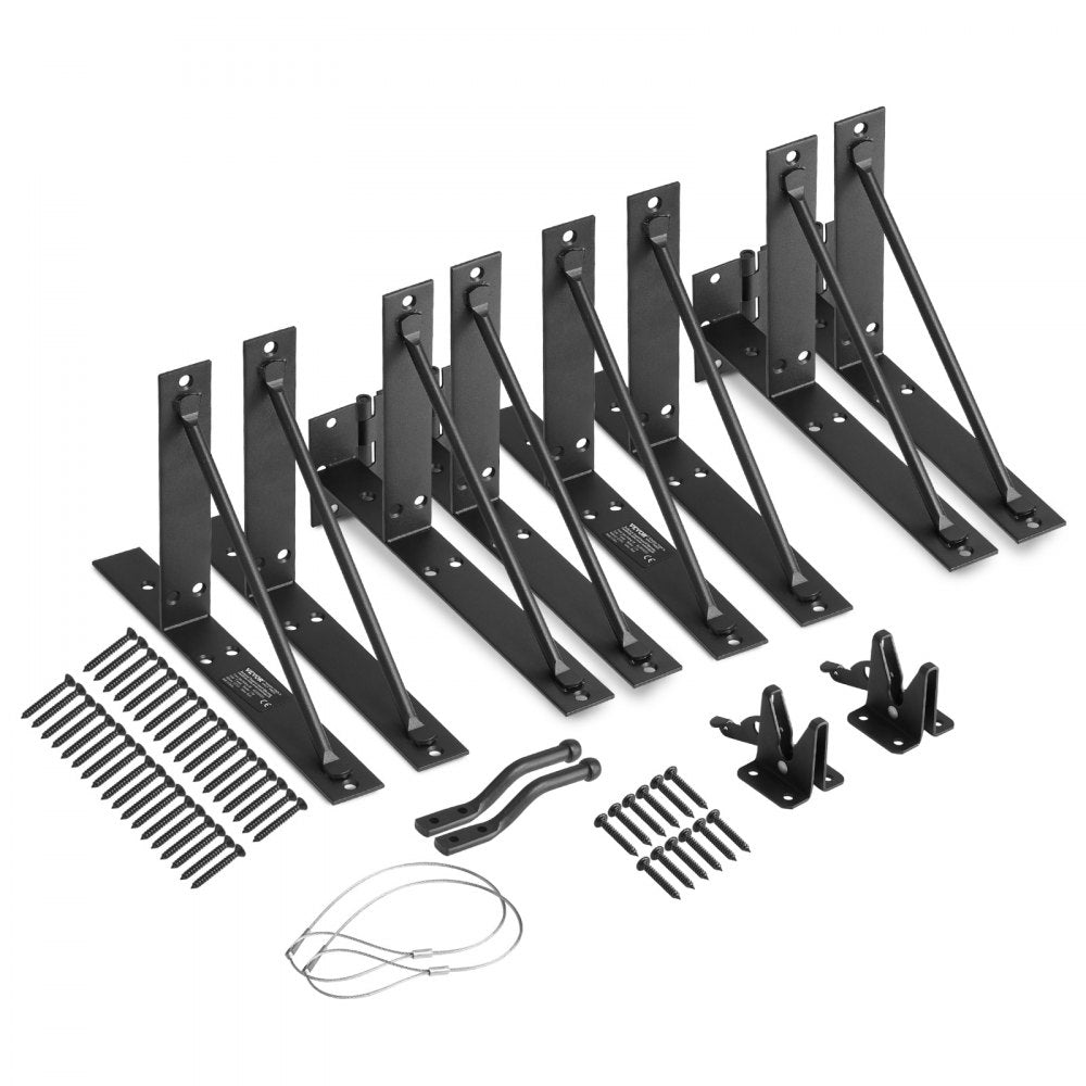VEVOR Gate Corner Brace Bracket, 2 Sets, Anti Sag Gate Frame Hardware Kit, Gate Frame Brace Bracket with Latch Lock, Screws, for Shed Doors, Corral Gates, Driveway Gates, Stable Gates, Iron, Black