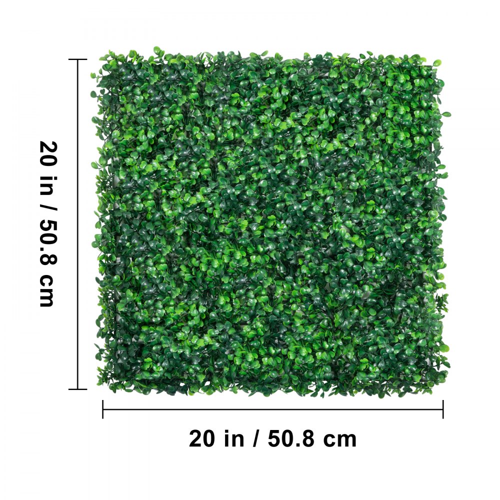 VEVOR 12PCS 20x20inch Artificial Boxwood Panels,Boxwood Hedge Wall Panels,Artificial Grass Backdrop Wall 1.6\",Privacy Hedge Screen UV Protected for Outdoor Indoor Garden Fence Backyard