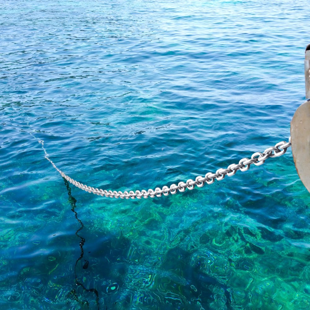 VEVOR Boat Anchor Chain, 5/16" x 20', 2373 lbs. WLL/7120 lbs. BS, Galvanized Steel Marine Grade Anchor Lead Chain with Dual Lock Ring Shackles for Boats, Deck, Fishing, Works with Different Anchors