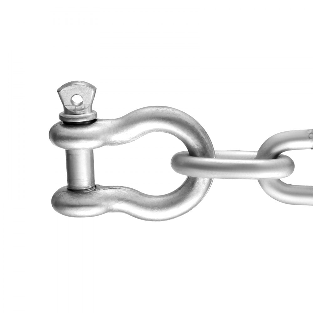 VEVOR Boat Anchor Chain, 5/16" x 20', 2373 lbs. WLL/7120 lbs. BS, Galvanized Steel Marine Grade Anchor Lead Chain with Dual Lock Ring Shackles for Boats, Deck, Fishing, Works with Different Anchors