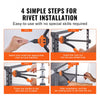 VEVOR Rivet Nut Tool, 14” Rivnut Tool Kit with 7 PCS Metric and SAE Mandrels, 70 PCS Assorted Rivet Nuts, 10-24, 1/4-20, M6, 5/16-18, M8, 3/8-16, M10, Rivet Nut Kit With Rugged Carrying Case