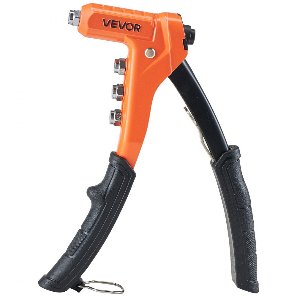 VEVOR Rivet Nut Tool Kit, 9-Inch One-Handed Rivnut Tool Kit, with 8 Mandrels, a Step Drill Bit and 80 Nuts, Metric and SAE Size M3, M4, M5, M6, 6-32, 8-32, 10-24, 1/4-20 UNC, with a Carrying Case