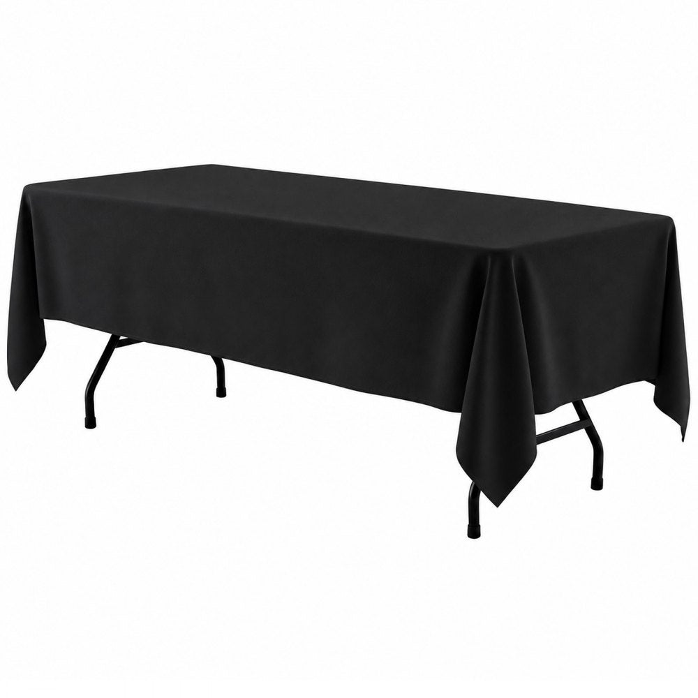 VEVOR Rectangular Tablecloths, 60 x 102 in 12 Pack, Black Polyester Covers, for Party Wedding Banquet Festival, Washable, Reusable Table Cloth with Brushed Fabric, Neat Hems, Smooth Drape