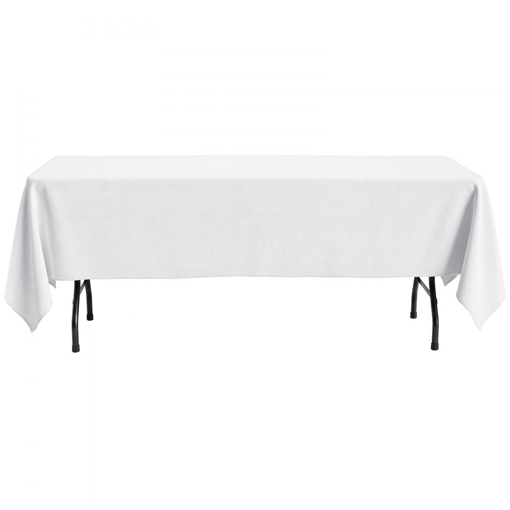 VEVOR Rectangular Tablecloths, 60 x 102 in 10 Pack, White Polyester Covers, for Party Wedding Banquet Festival, Washable, Reusable Table Cloth with Brushed Fabric, Neat Hems, Smooth Drape