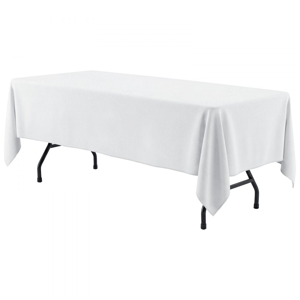 VEVOR Rectangular Tablecloths, 60 x 102 in 6 Pack, White Polyester Covers, for Party Wedding Banquet Festival, Washable, Reusable Table Cloth with Brushed Fabric, Neat Hems, Smooth Drape