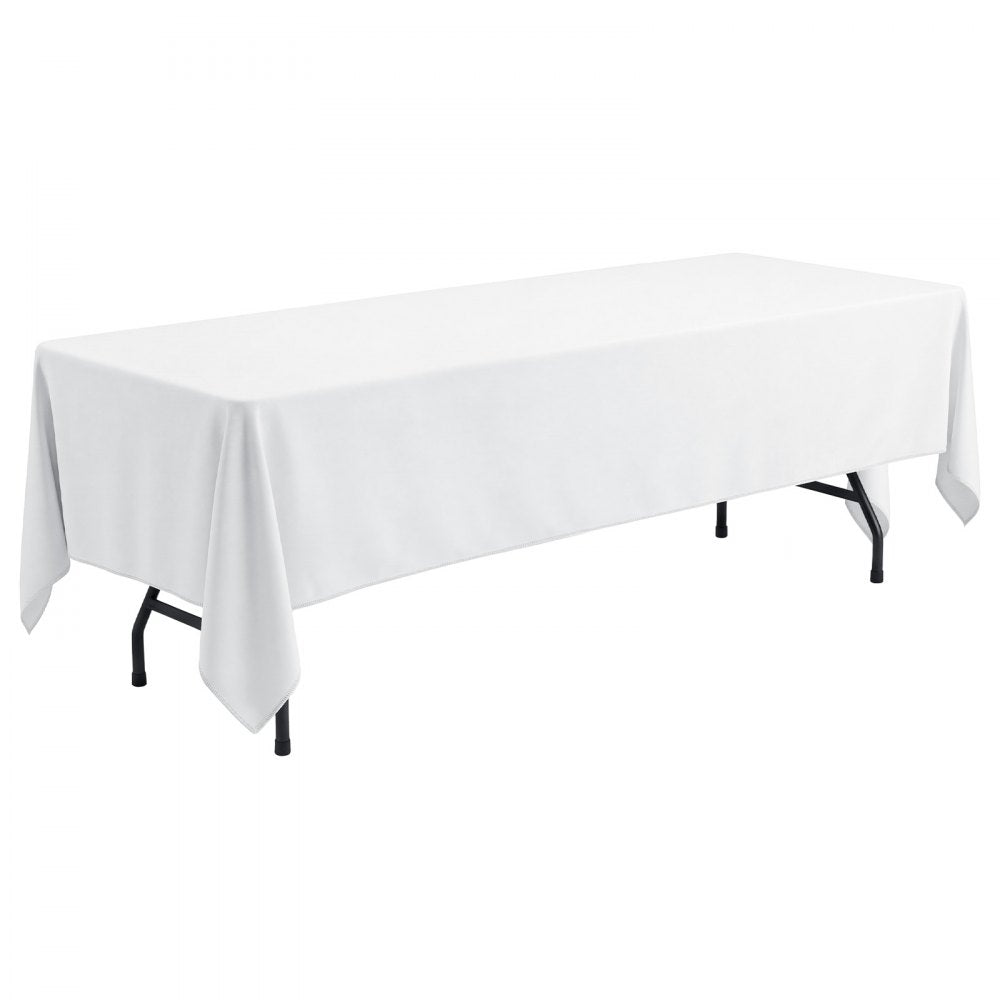 VEVOR Rectangular Tablecloths, 70 x 120 in 6 Pack, White Polyester Covers, for Party Wedding Banquet Festival, Washable, Reusable Table Cloth with Brushed Fabric, Neat Hems, Smooth Drape