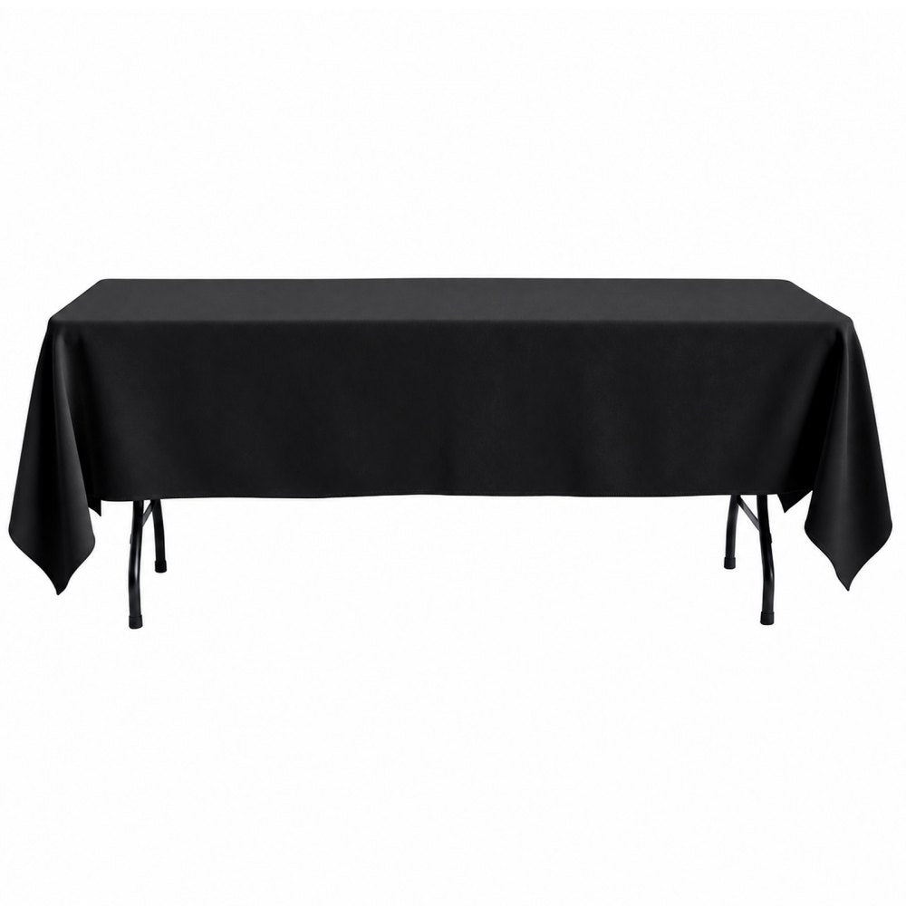 VEVOR Rectangular Tablecloths, 70 x 120 in 6 Pack, Black Polyester Covers, for Party Wedding Banquet Festival, Washable, Reusable Table Cloth with Brushed Fabric, Neat Hems, Smooth Drape