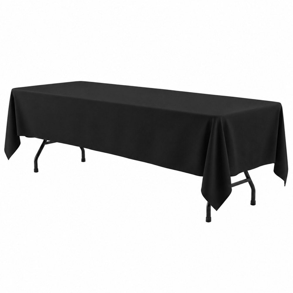 VEVOR Rectangular Tablecloths, 70 x 120 in 6 Pack, Black Polyester Covers, for Party Wedding Banquet Festival, Washable, Reusable Table Cloth with Brushed Fabric, Neat Hems, Smooth Drape