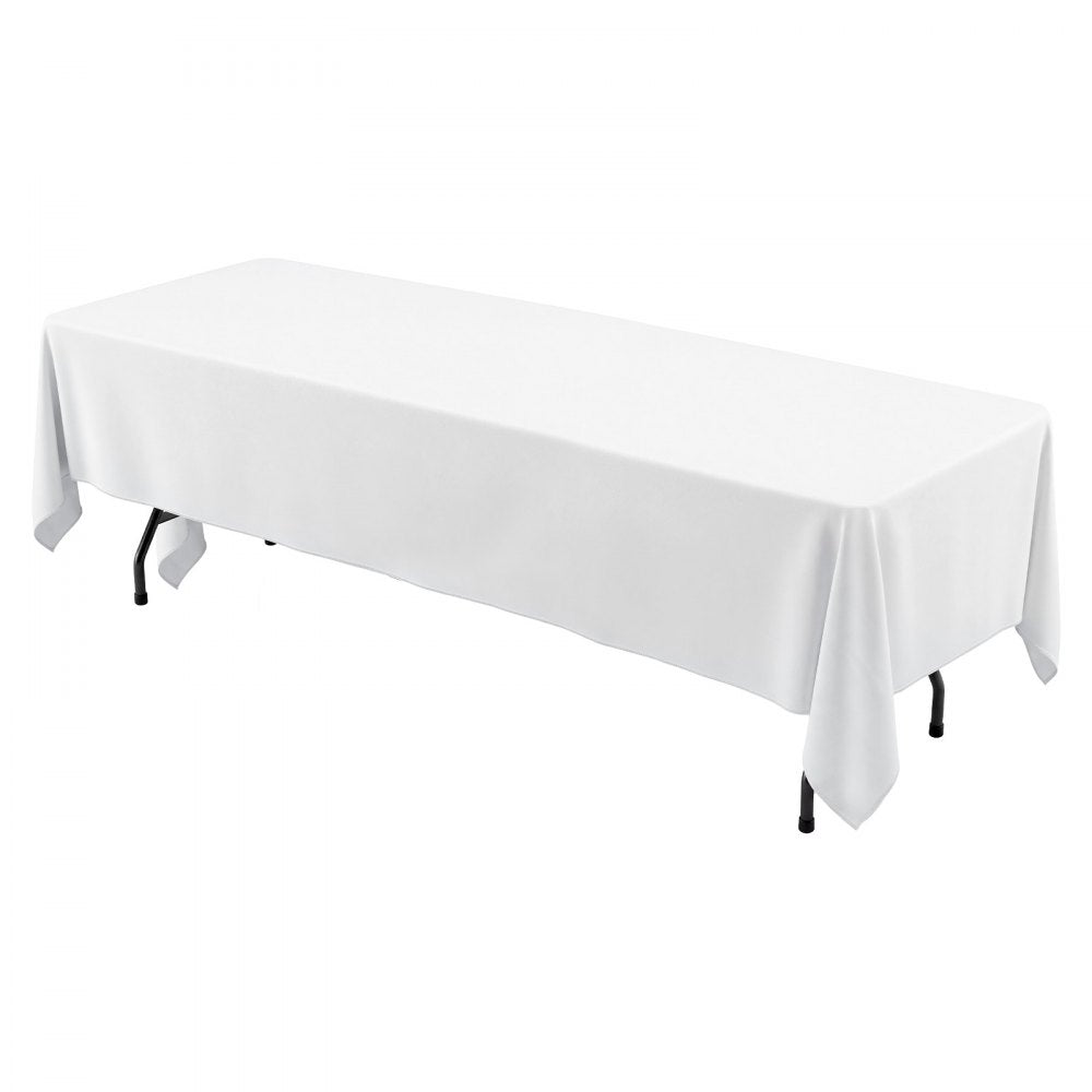 VEVOR Rectangular Tablecloths, 70 x 120 in 10 Pack, White Polyester Covers, for Party Wedding Banquet Festival, Washable, Reusable Table Cloth with Brushed Fabric, Neat Hems, Smooth Drape